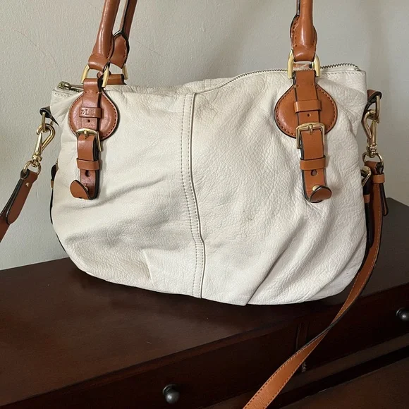 Ralph Lauren Cream and Tan Leather Shoulder or Crossbody Bag - Picture 6 of 8